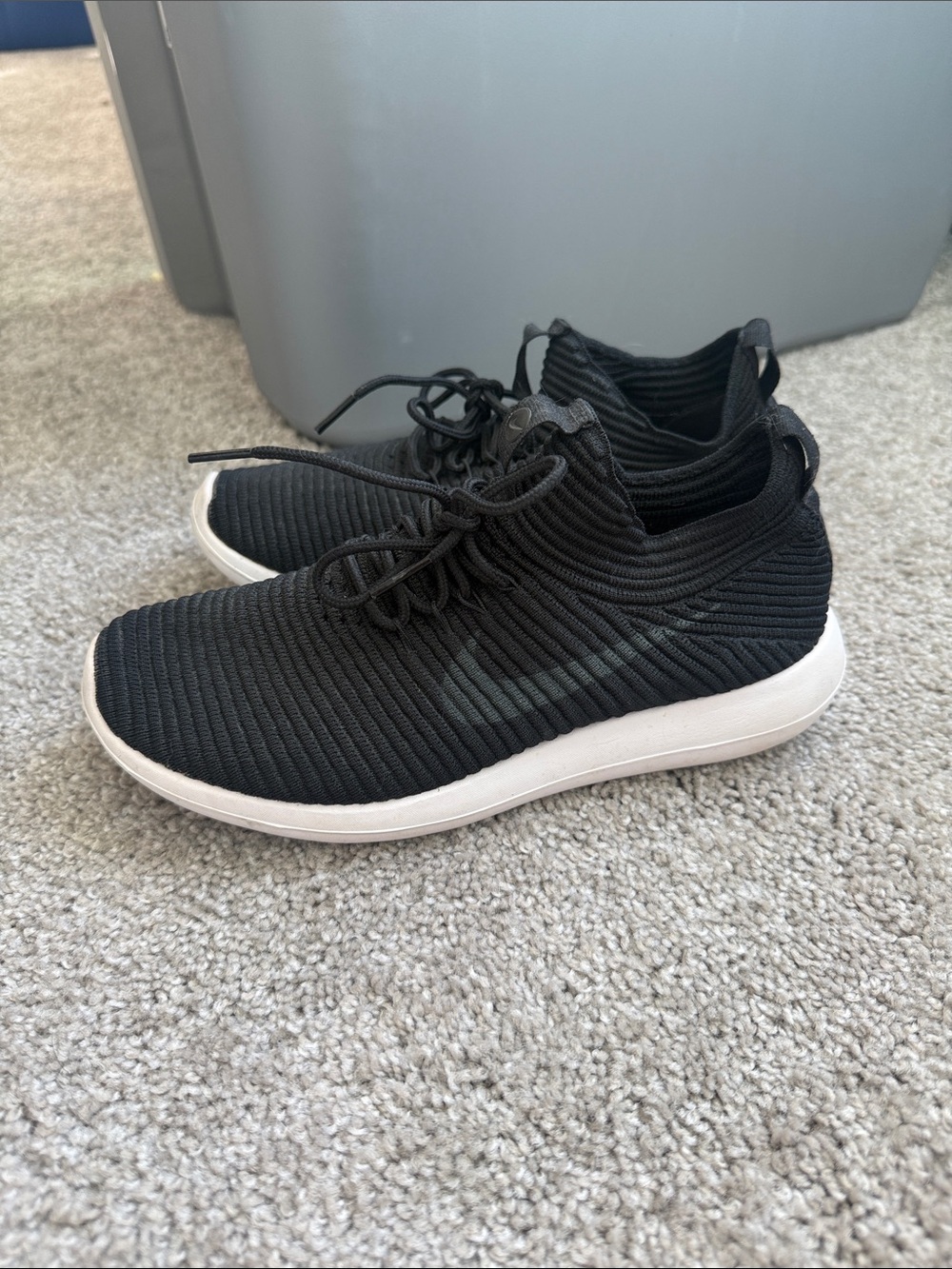 Nike Women's Black Knit Athletic Sneakers with White Sole